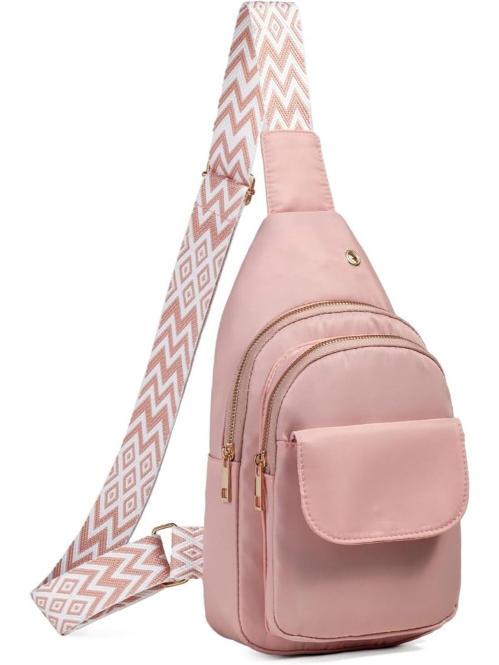 Women's Pink Small Sling Backpack Chest Bag For Travel Hikes Crossbody Bag